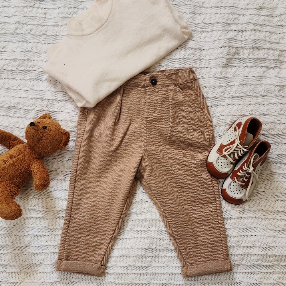 Wool herringbone Winter pants